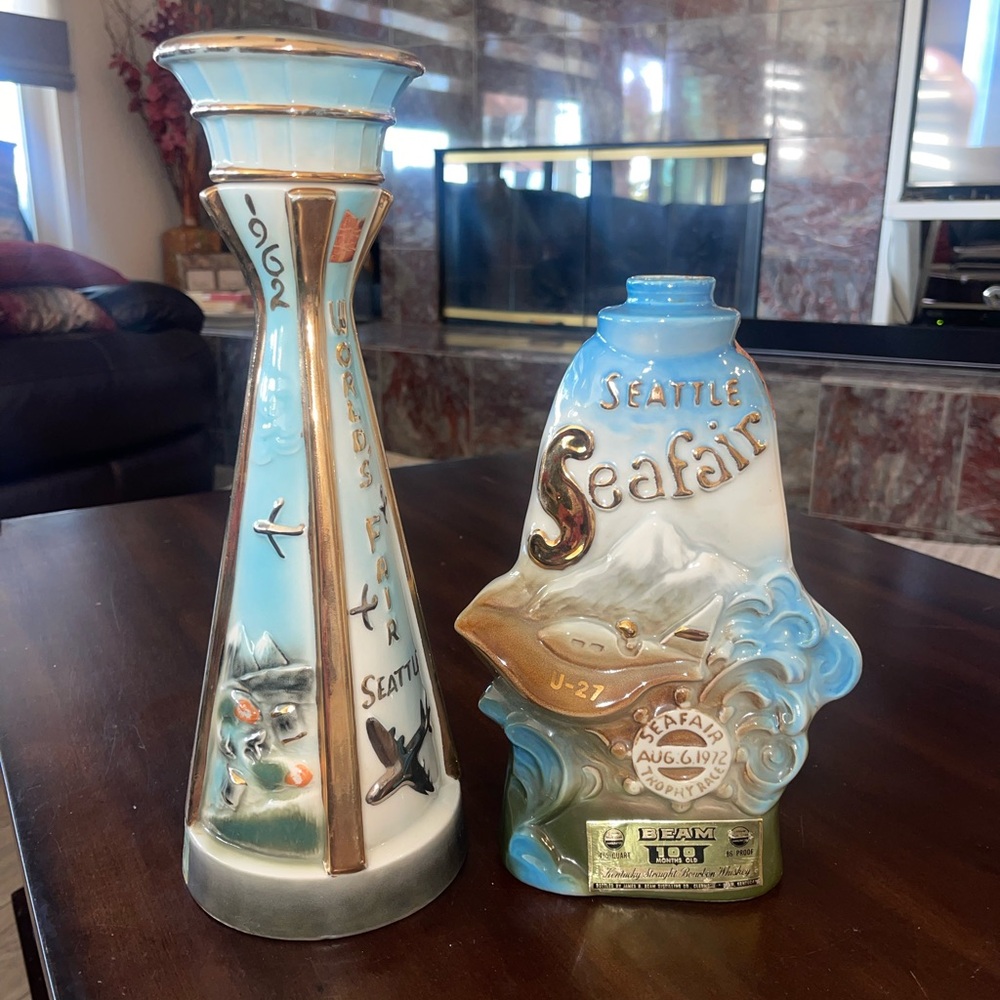 Jim Beam Decanters -Seattle Seafair and Seattle World's Fair, Set of 2 - Empty